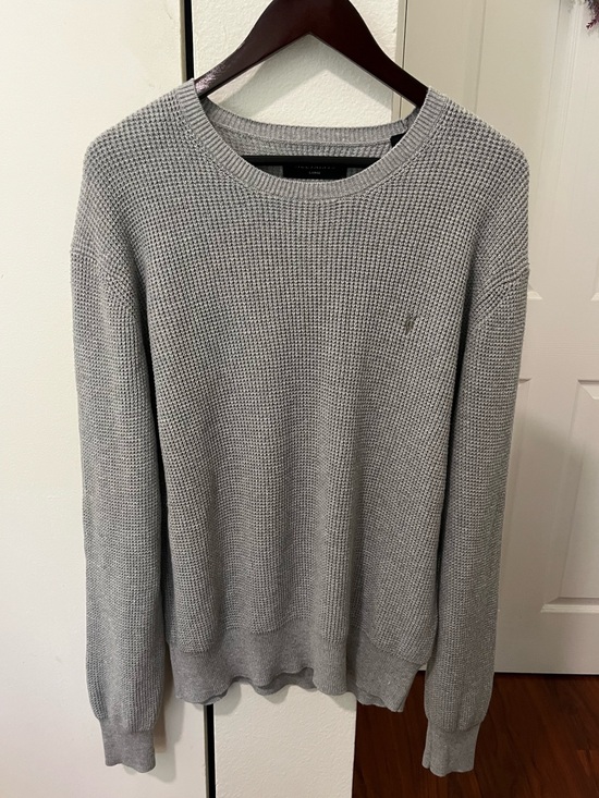 All Saints Other - AllSaints Men's Light Gray Waffle Knit Crewneck Sweater